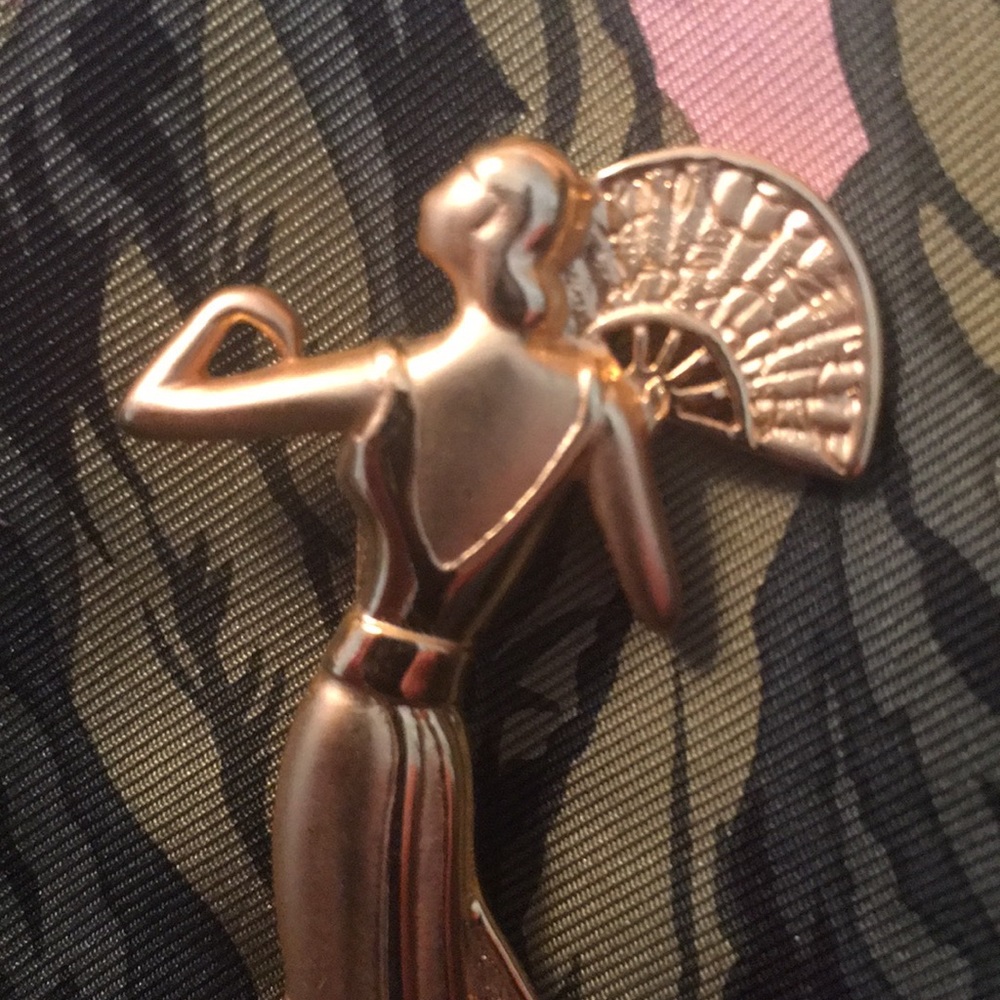 JJ Vintage Deco Art Nouveau Lady Brooch - Picture 3 of 5